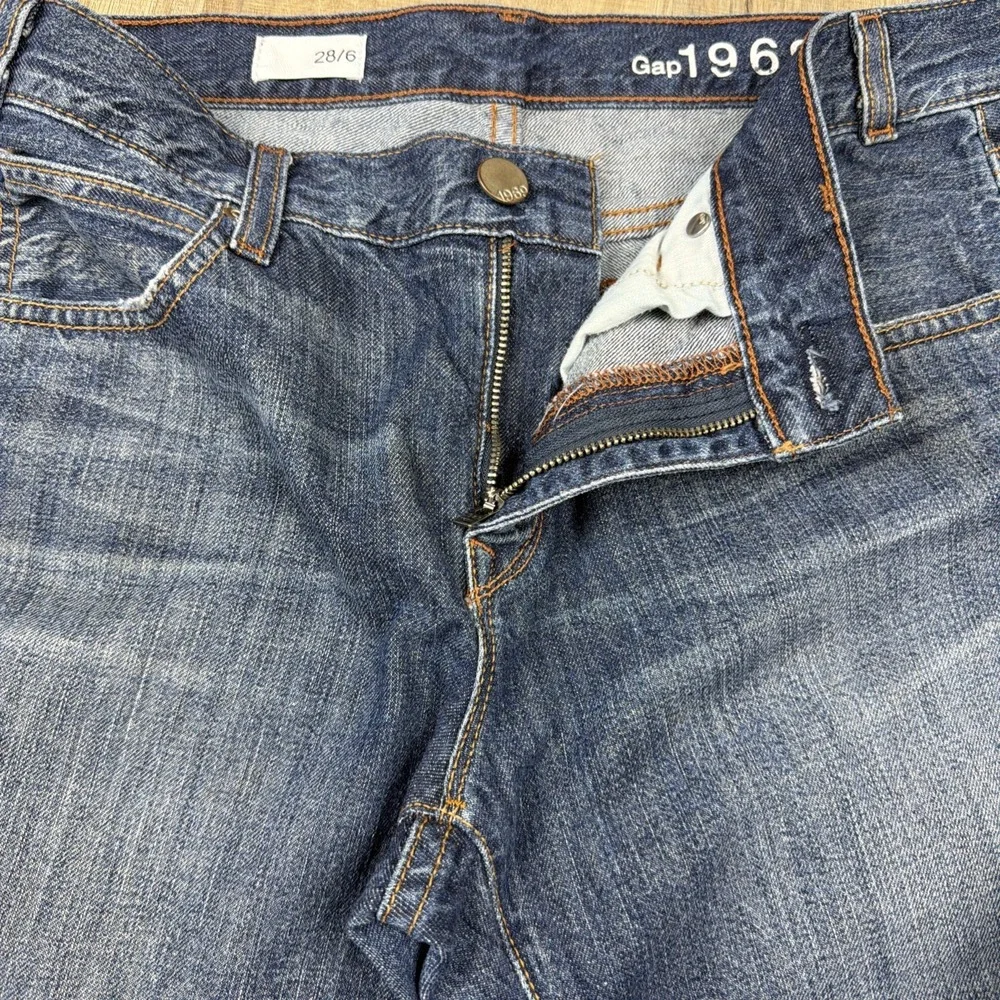 Gap Jeans Womens 28 6 Cropped Wide Leg Cuffed Hem 100% Cotton Denim Medium‎ Wash